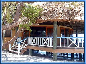 Ocean side restaurant at Coco Plum Island Resort on Coco Plum Caye