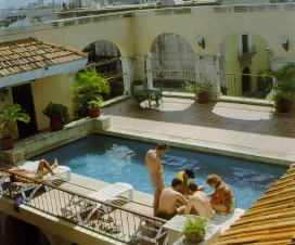 Hotel Caribe is lovely colonial style hotel situated in the heart of the historic city of Merida in the Yucatan region of Mexico with rooftop pool overlooking the cathedral